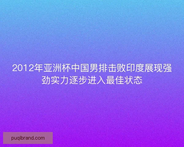 2012年亚洲杯中国男排击败印度展现强劲实力逐步进入最佳状态