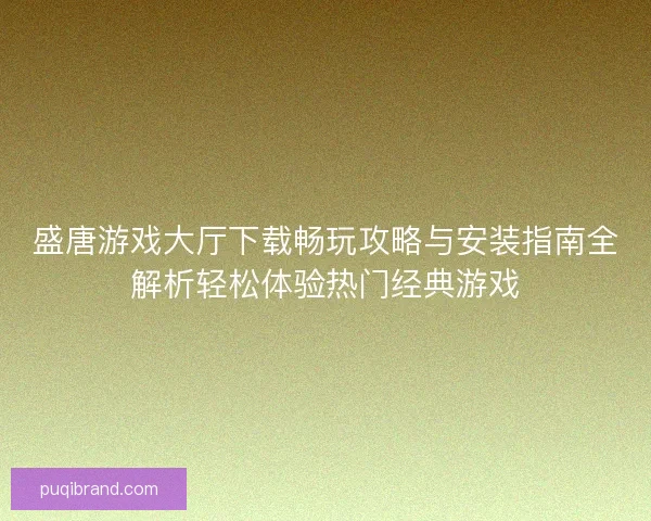 盛唐游戏大厅下载畅玩攻略与安装指南全解析轻松体验热门经典游戏